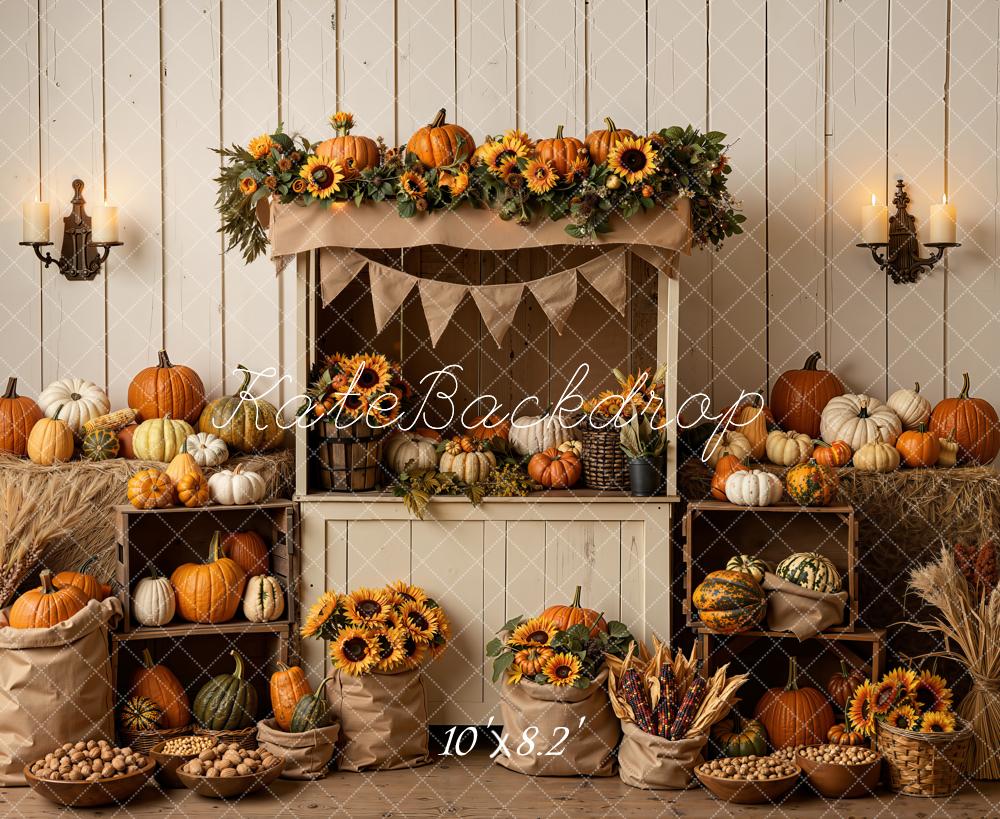 Kate Autumn Pumpkins Sunflowers Market Stall Backdrop Designed by Emetselch - Image 6