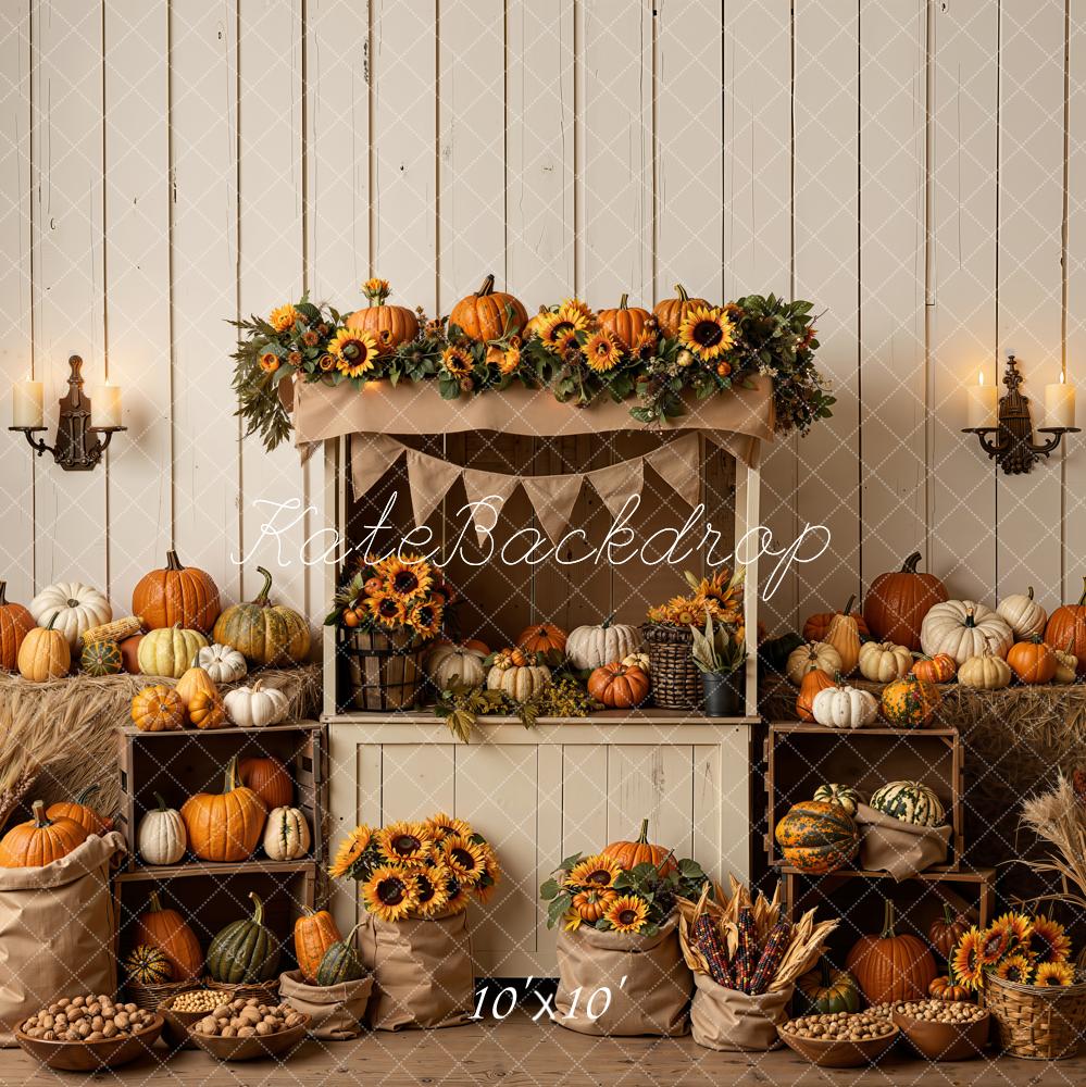 Kate Autumn Pumpkins Sunflowers Market Stall Backdrop Designed by Emetselch - Image 7