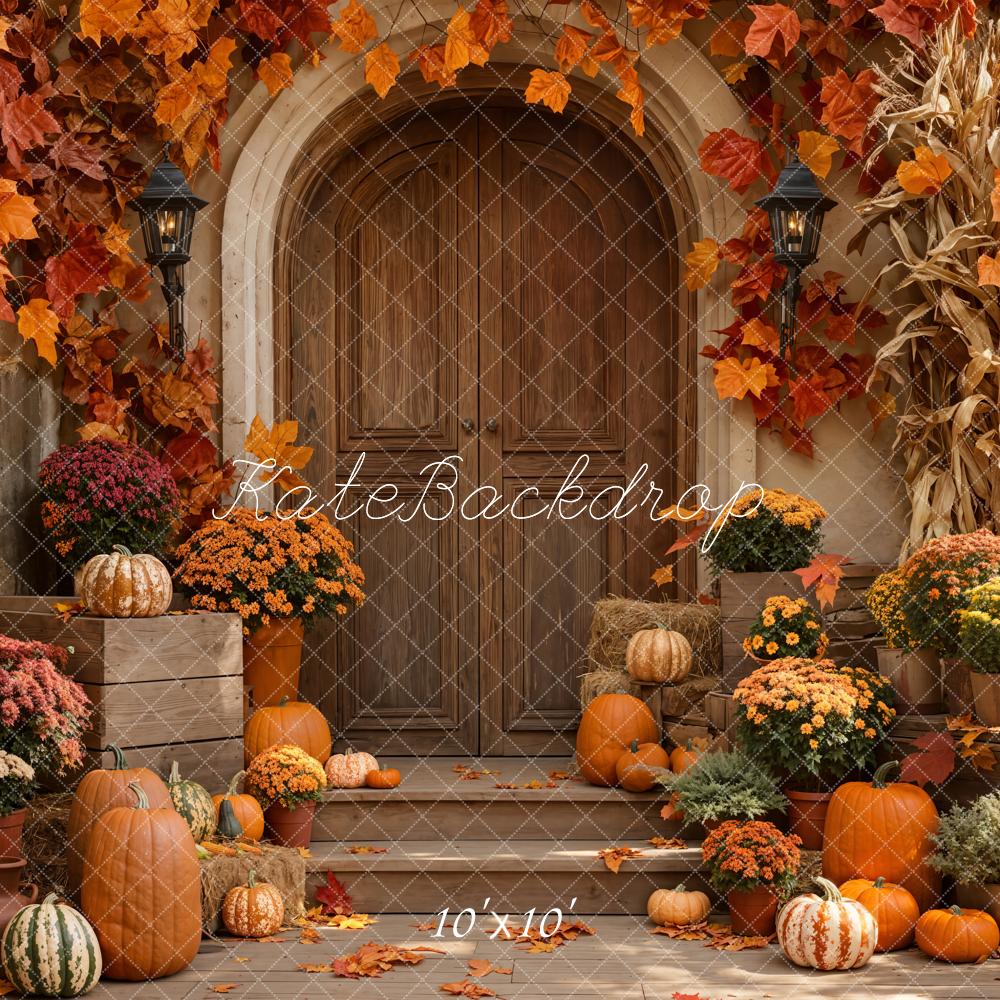 Kate Autumn Pumpkins Wooden Door Backdrop Designed by Emetselch - Image 7