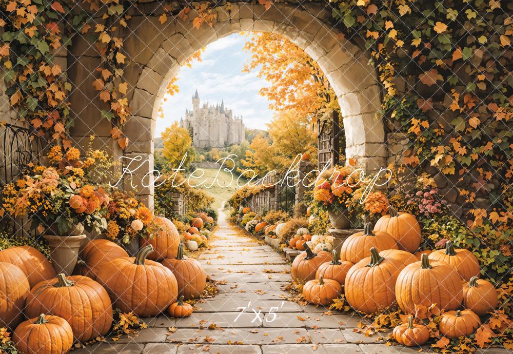 Kate Autumn Stone Arch Pumpkin Castle Backdrop Designed by Emetselch