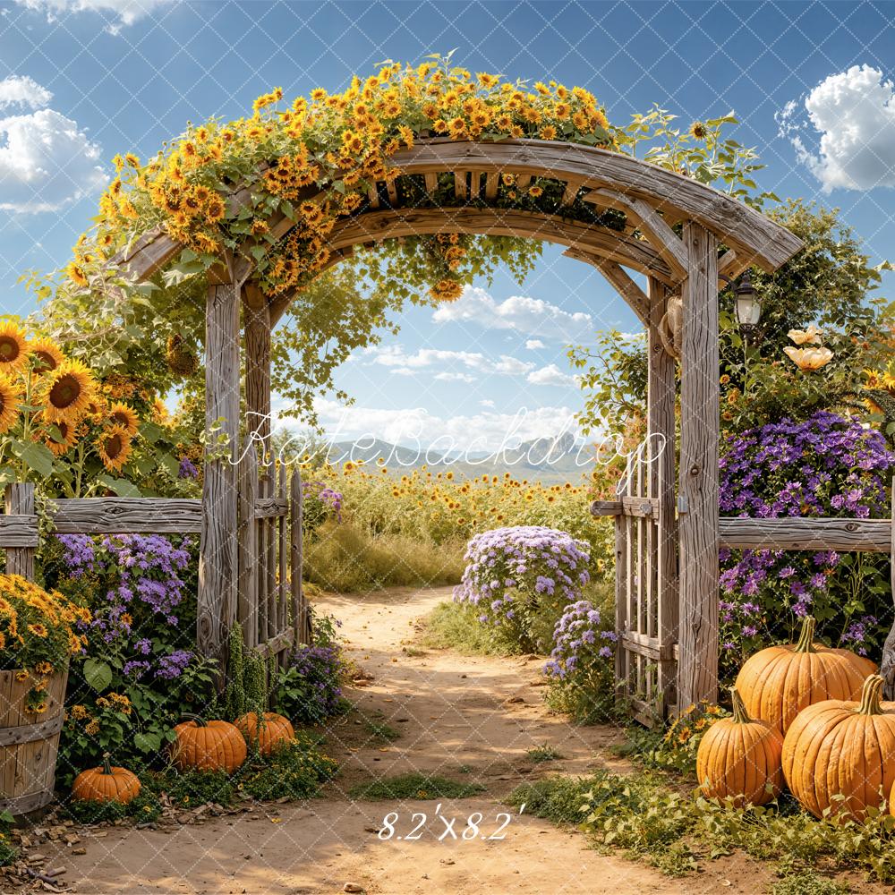Kate Autumn Sunflower Arch Pumpkins Path Backdrop Designed by Emetselch - Image 5