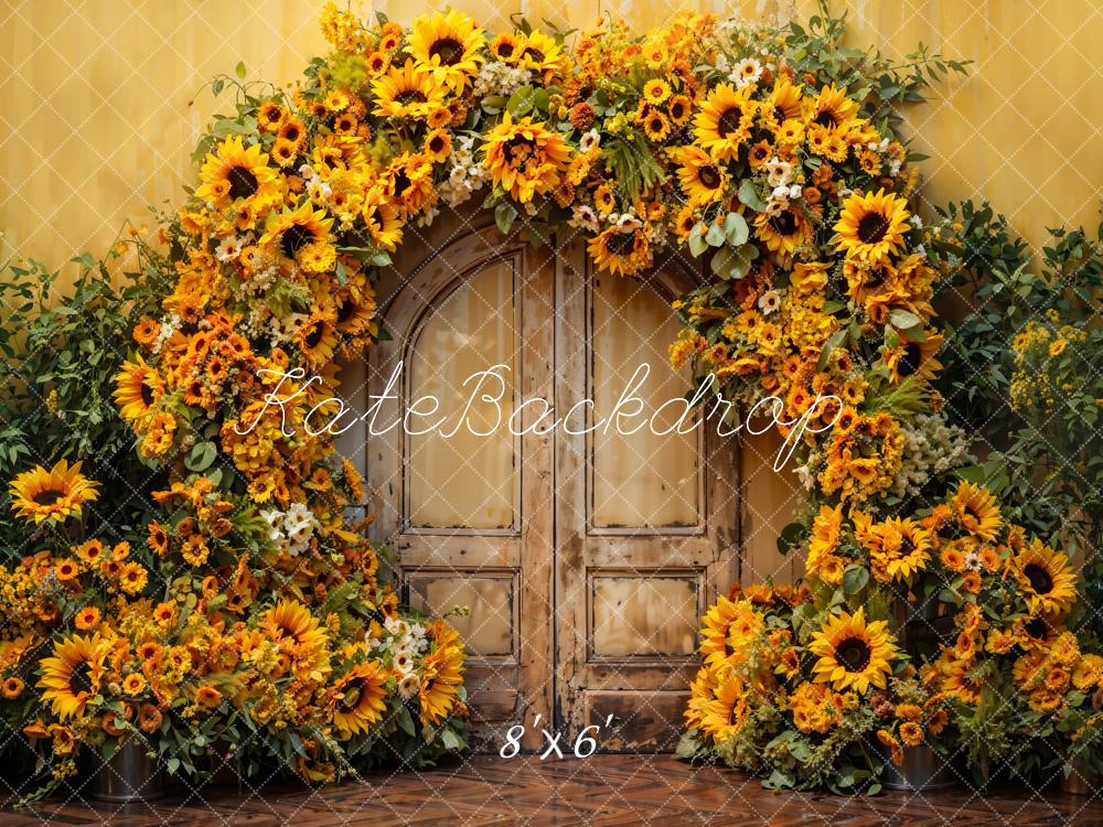 Kate Autumn Sunflower Arch Wooden Door Backdrop Designed by Emetselch - Image 3
