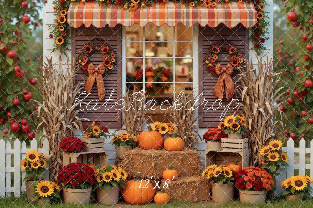 Kate Autumn Sunflowers Pumpkins Window Backdrop Designed by Mini MakeBelieve - Image 8