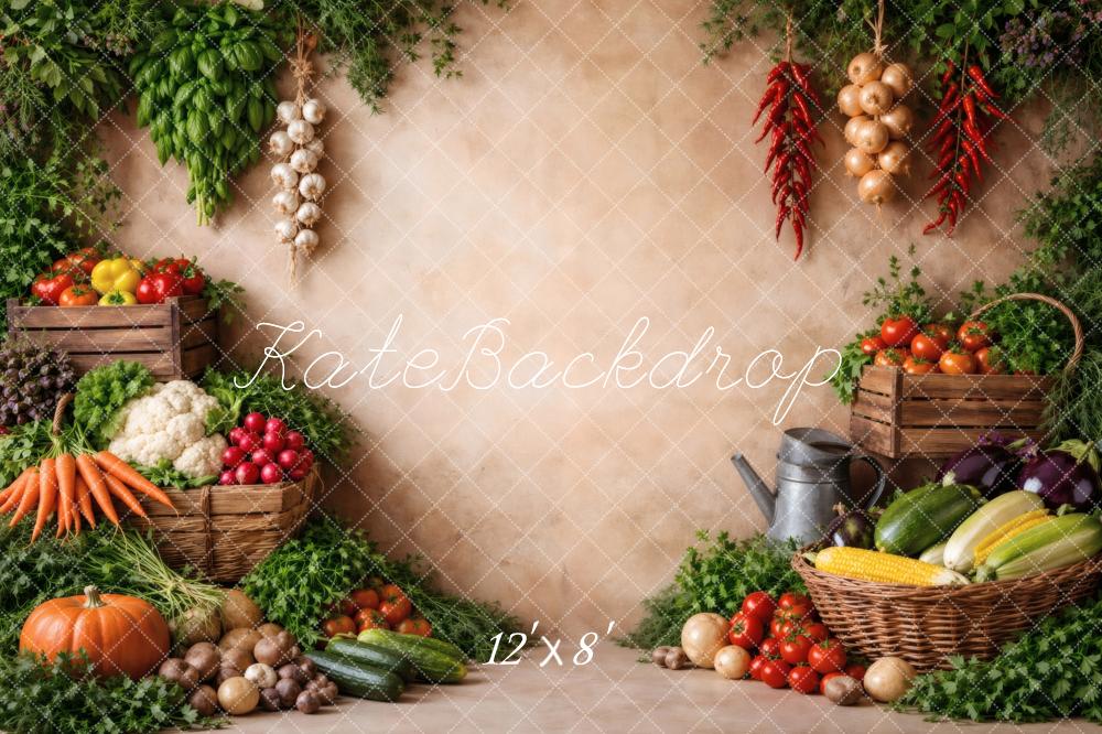 Kate Autumn Vegetables Baskets Rustic Fleece Backdrop Designed by Vertigo Productions - Image 4