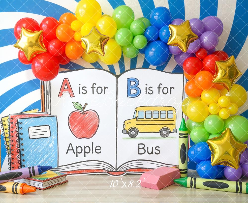 Kate Back to School Alphabet Balloons Crayons Backdrop Designed by Chain Photography - Image 8