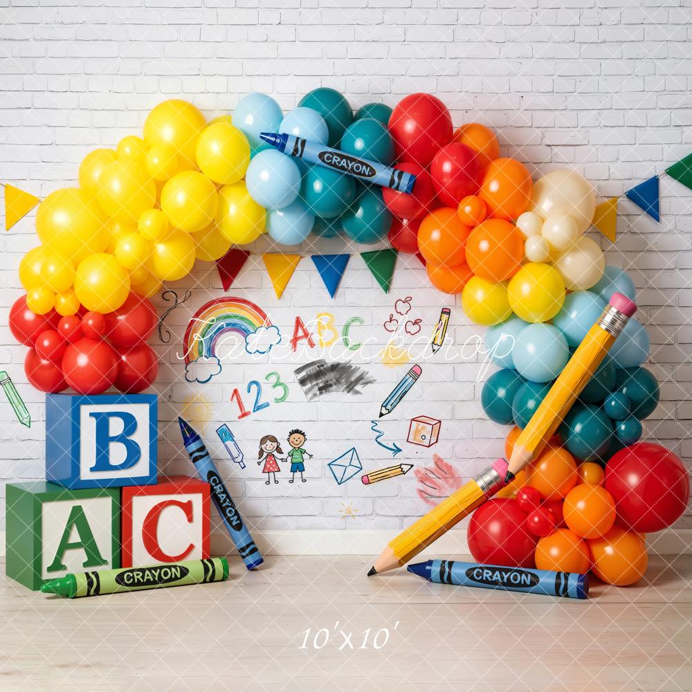 Kate Back To School Balloons Blocks Crayons Backdrop Designed by Emetselch - Image 7