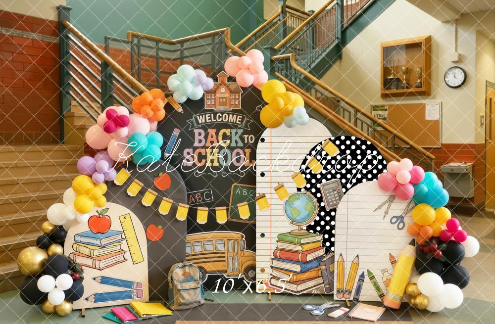 Kate Back To School Blackboard Books Balloons Backdrop Designed by Emetselch - Image 4