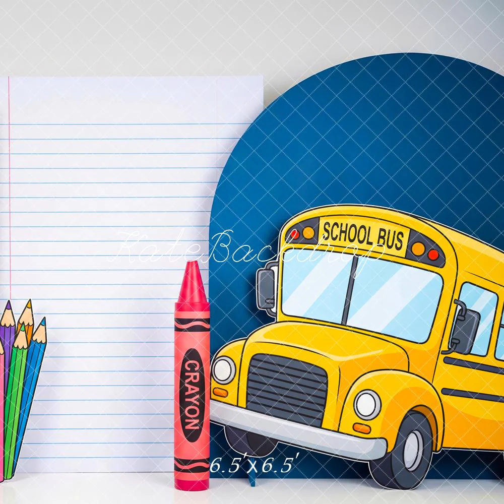 Kate Back To School Bus Books Art Supplies Backdrop Designed by Patty Robert - Image 2