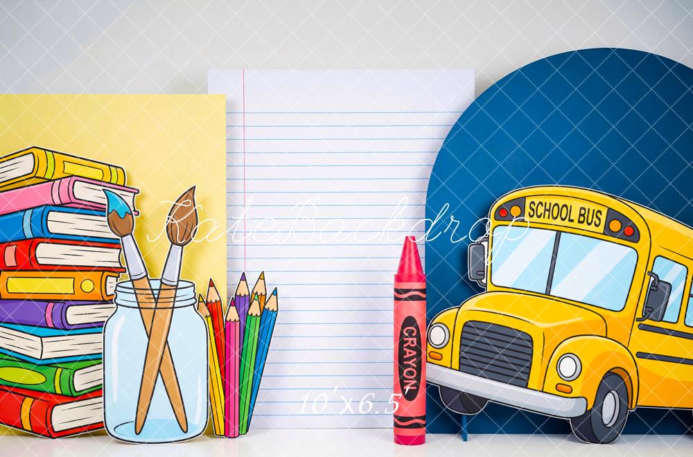 Kate Back To School Bus Books Art Supplies Backdrop Designed by Patty Robert - Image 4