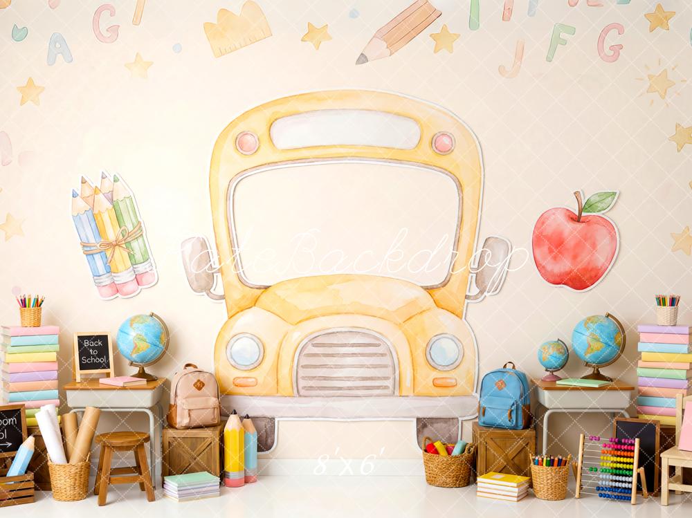 Kate Back To School Bus Classroom Fleece Backdrop Designed by Patty Robert