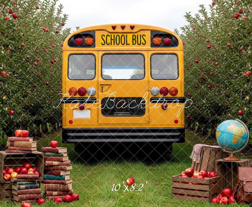 Kate Back To School Bus Orchard Books Globe Fleece Backdrop Designed by Patty Robert - Image 3