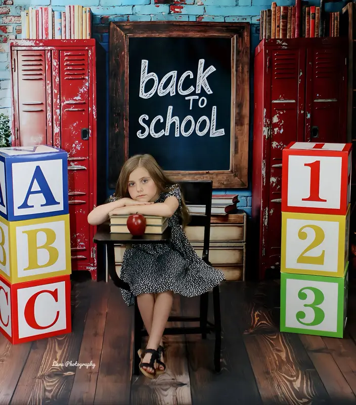 Kate Back to School Chalkboard Locker Backdrop Designed by Emetselch