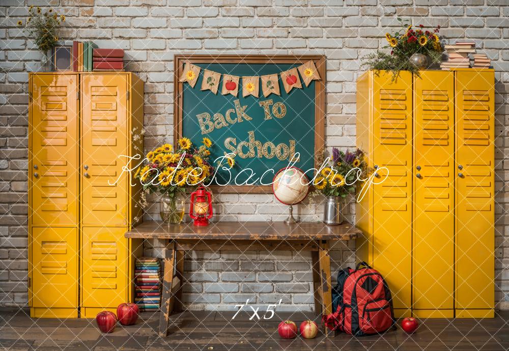 Kate Back To School Chalkboard Yellow Locker Backdrop Designed by Emetselch