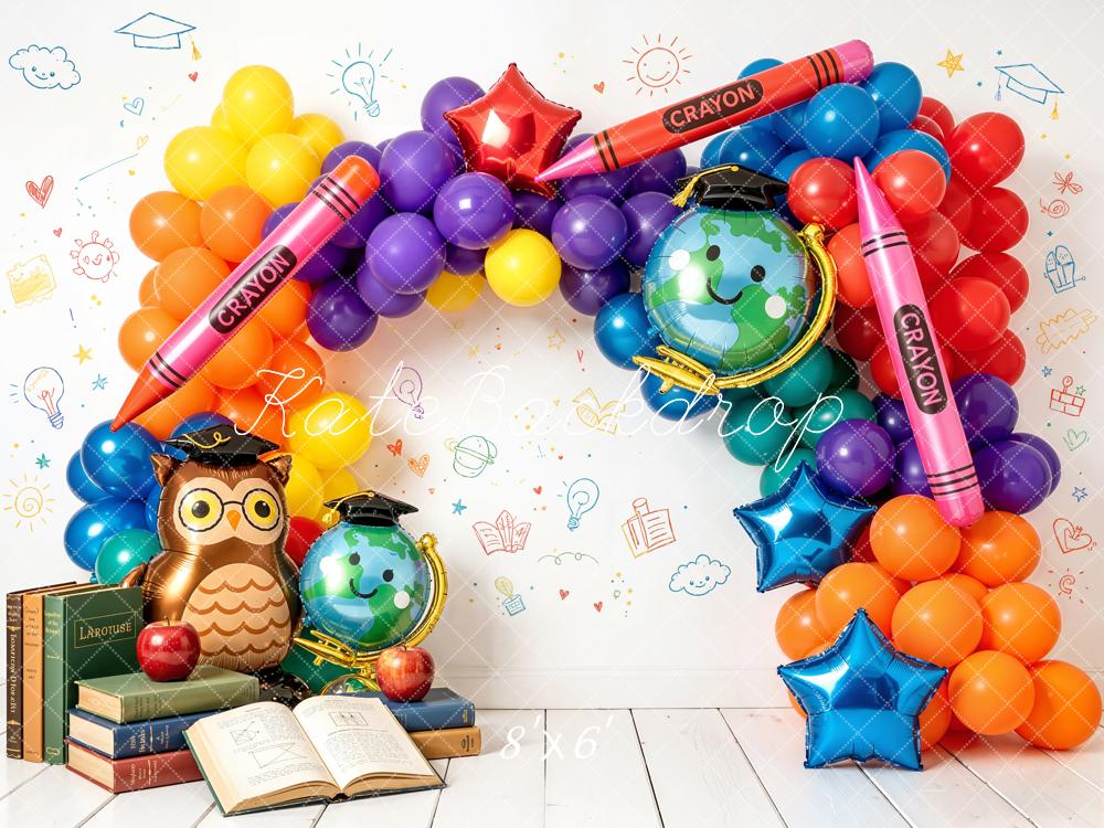 Kate Back To School Crayon Balloon Arch Books Backdrop Designed by Emetselch - Image 6