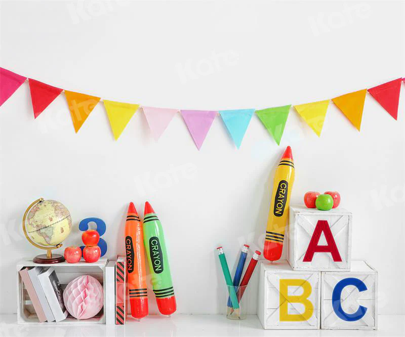 Kate Back to School Crayon Backdrop for Photography - Image 10