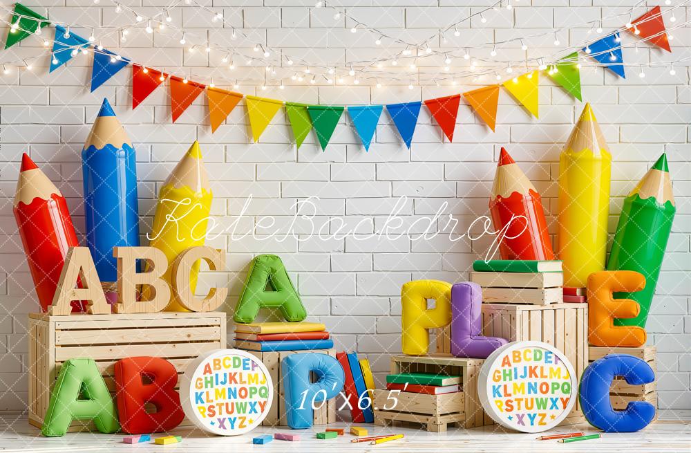 Kate Back To School Giant Pencils Alphabet Books Crates Backdrop Designed by Emetselch - Image 4