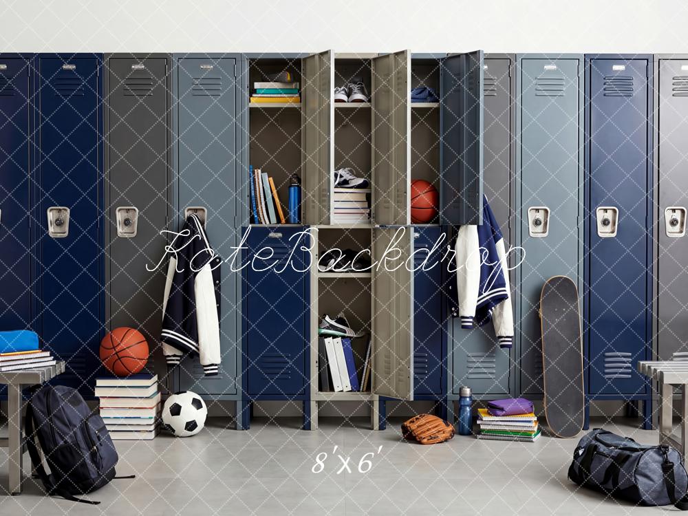 Kate Back To School Lockers Sports Equipment Fleece Backdrop Designed by Patty Robert