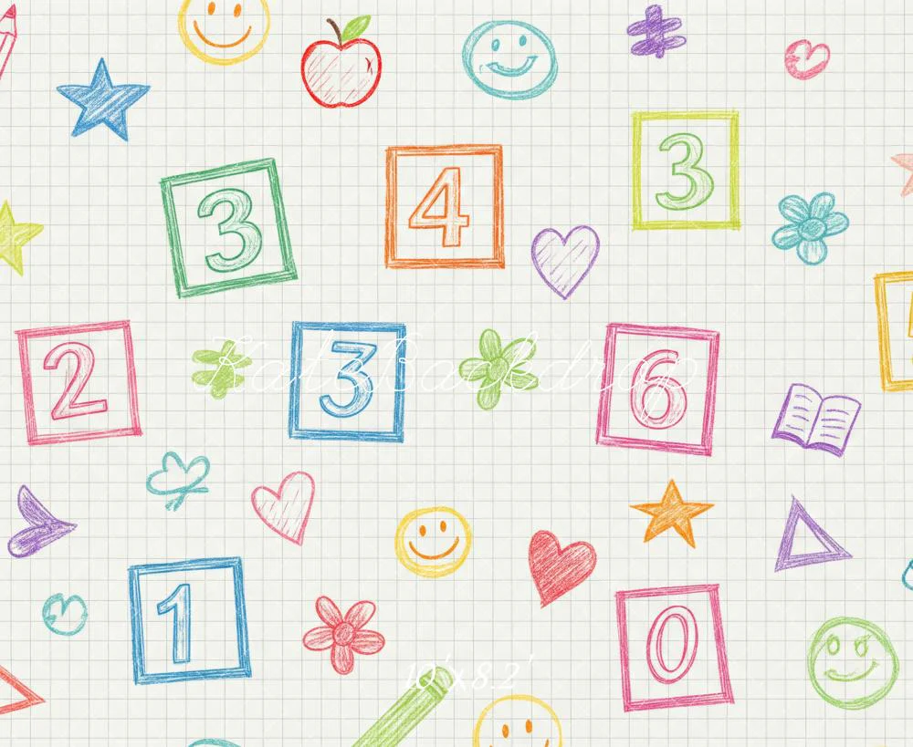 Kate Back To School Numbers Sketch Pattern Fleece Backdrop Designed by Patty Robert - Image 3