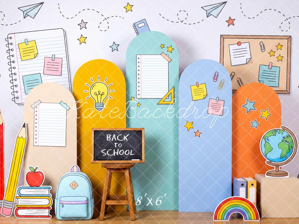 Kate Back To School Pencils Books Globe Fleece Backdrop Designed by Patty Robert