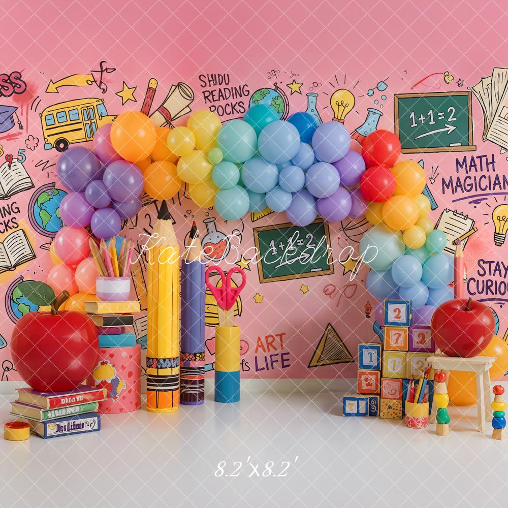 Kate Back to School Rainbow Balloons Classroom Backdrop Designed by Emetselch - Image 8