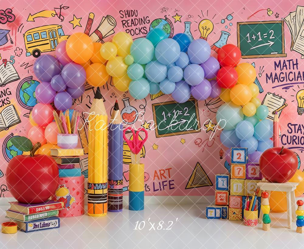 Kate Back to School Rainbow Balloons Classroom Backdrop Designed by Emetselch - Image 9