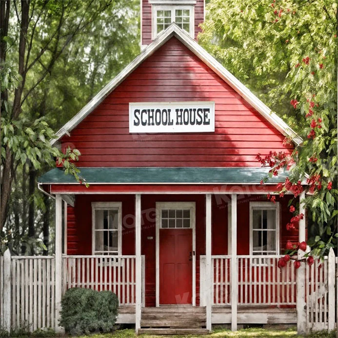 Kate Back to School Red House Backdrop for Photography - Image 4