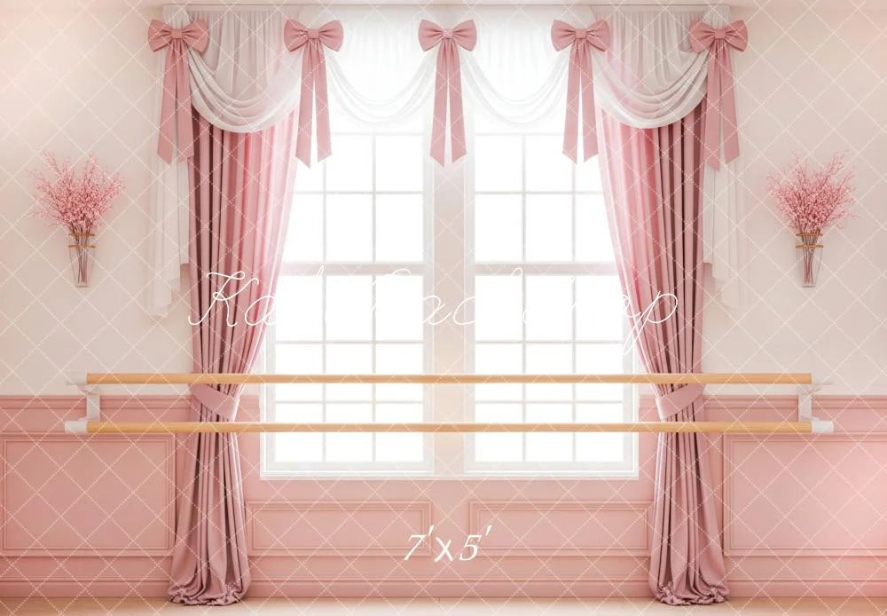 Kate Ballet Barre Pink Curtains Window Backdrop Designed by Patty Robert - Image 2