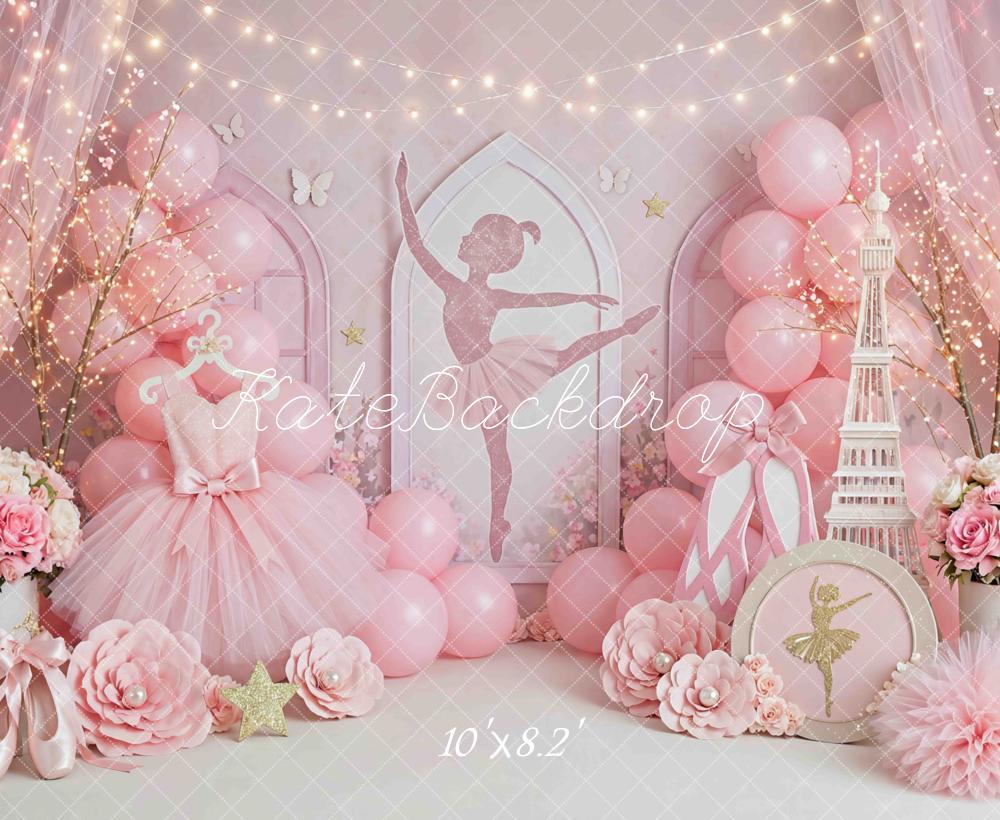 Kate Ballet Pink Dress Eiffel Tower Backdrop Designed by Mini MakeBelieve - Image 6