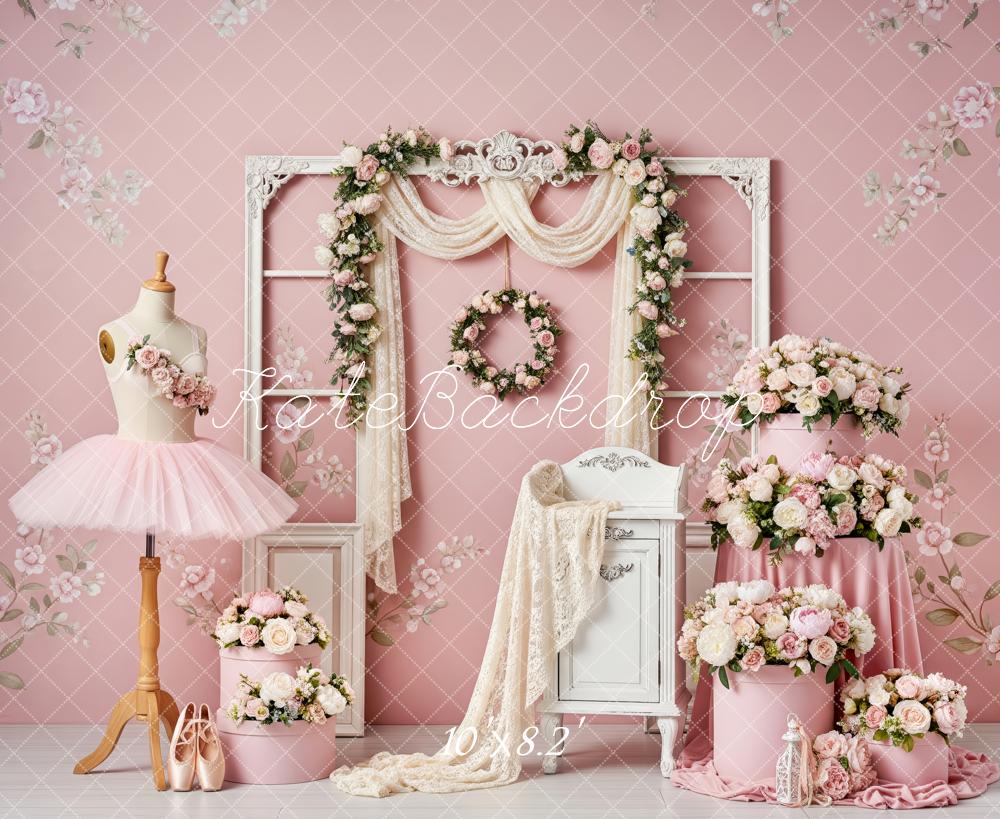 Kate Ballet Pink Floral Mannequin Fleece Backdrop Designed by Patty Robert - Image 3