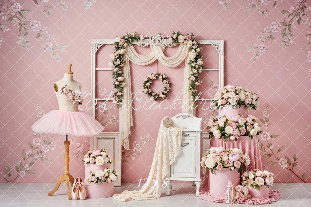 Kate Ballet Pink Floral Mannequin Fleece Backdrop Designed by Patty Robert - Image 4
