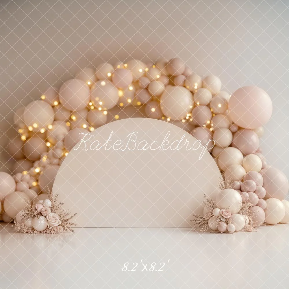 Kate Balloon Arch Cream Lights Backdrop Designed by Emetselch - Image 7