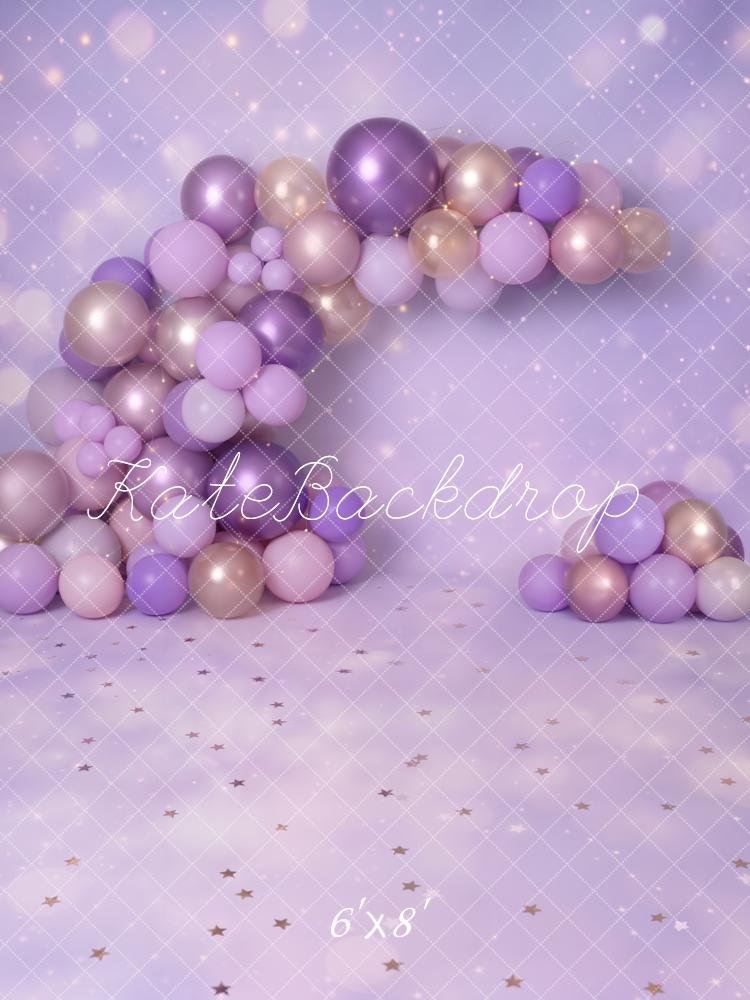 Kate Balloon Arch Purple Stars Fleece Backdrop Designed by Emetselch