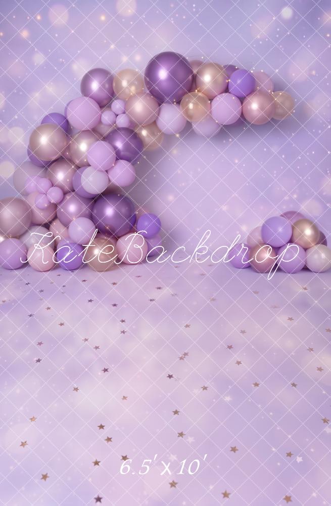 Kate Balloon Arch Purple Stars Fleece Backdrop Designed by Emetselch - Image 2