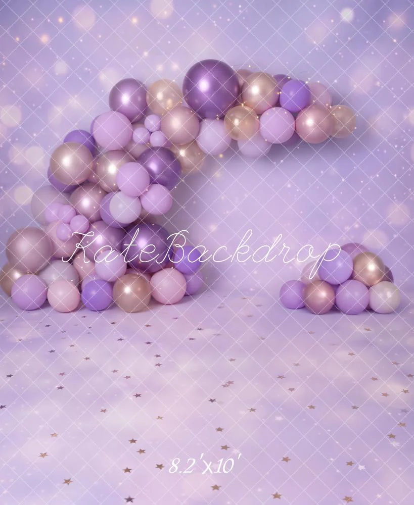Kate Balloon Arch Purple Stars Fleece Backdrop Designed by Emetselch - Image 3