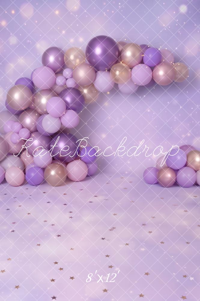 Kate Balloon Arch Purple Stars Fleece Backdrop Designed by Emetselch - Image 4