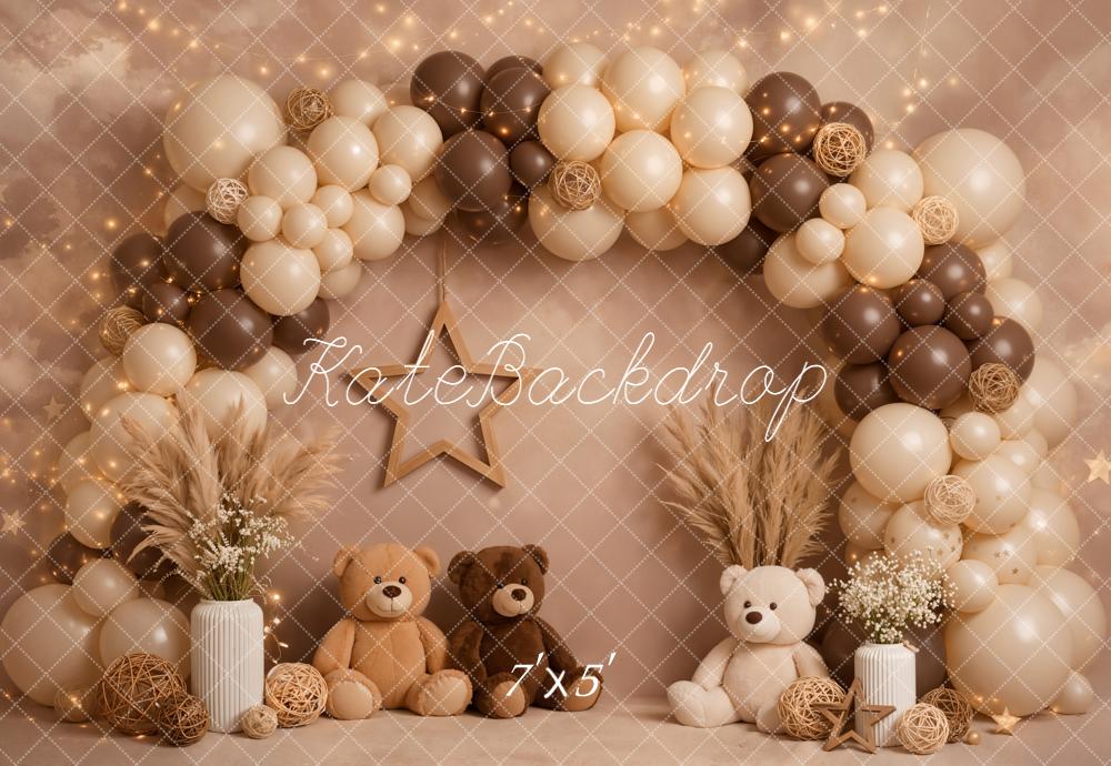 Kate Balloon Arch Teddy Bears Star Lights Backdrop Designed by Emetselch