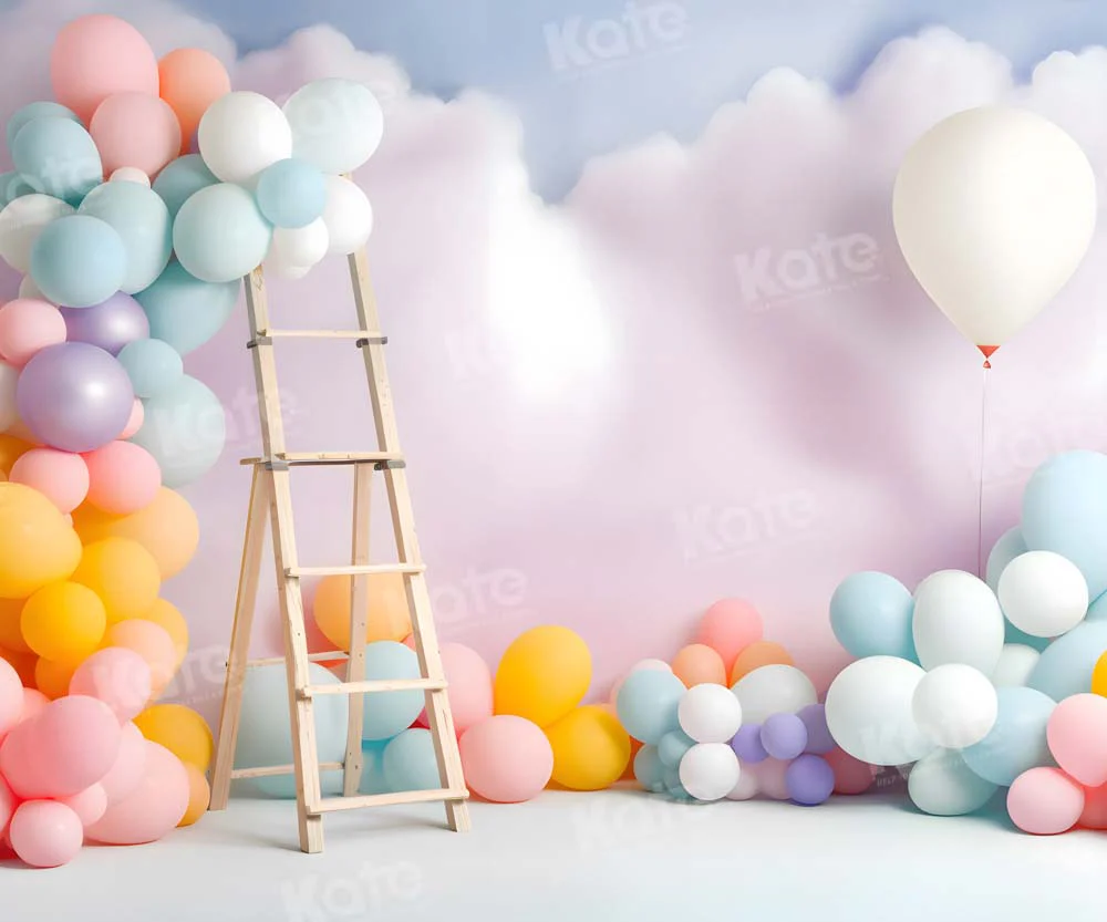 Kate Balloon Summer Birthday Cake Smash Cloud Fleece Backdrop Designed by Chain Photography - Image 3