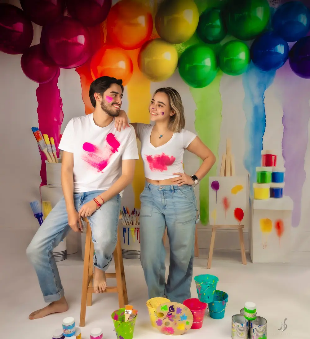 Kate Balloons Rainbow Art Paint Party Backdrop Designed by Mini MakeBelieve