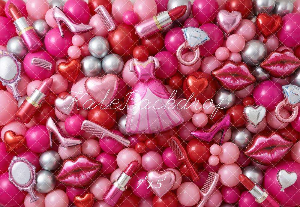 Kate Barbie Pink Dress Shoes Balloons Backdrop Designed by Chain Photography