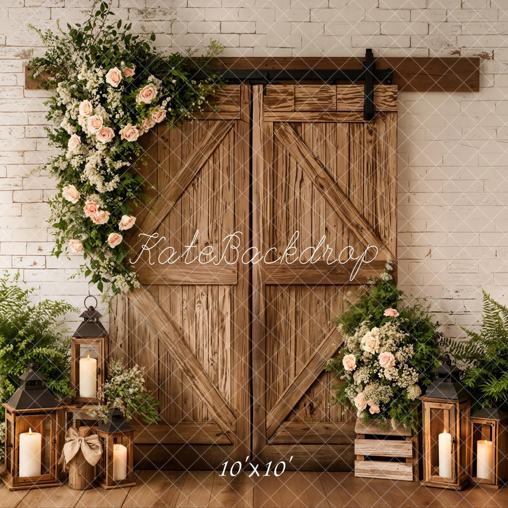 Kate Spring Barn Door Lanterns Rustic Backdrop Designed by Emetselch - Image 7