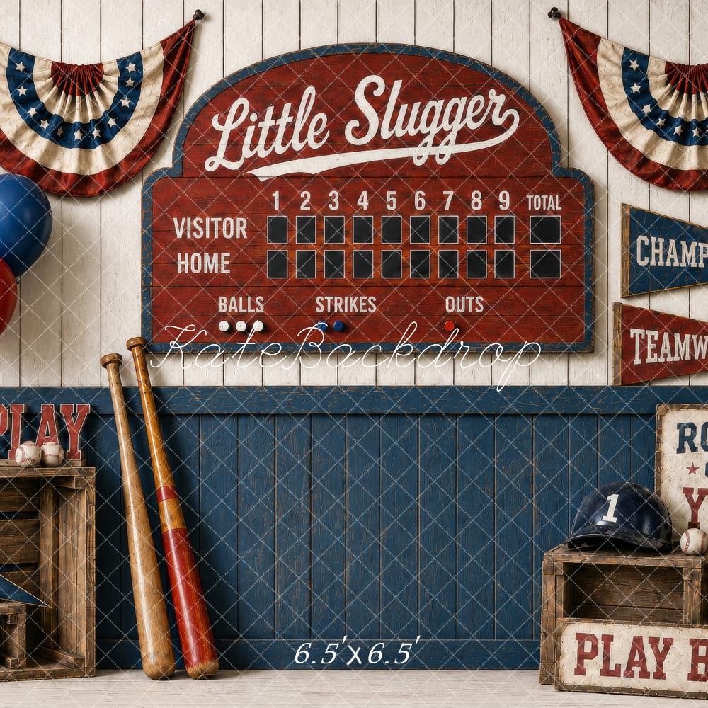 Kate Vintage Baseball Scoreboard Bats Balloons Backdrop Designed by shutter swan - Image 2