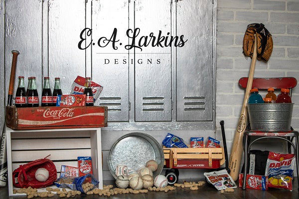 Kate Baseball Storage Room Sports Children Backdrop for Photography Designed by Erin Larkins - Image 2