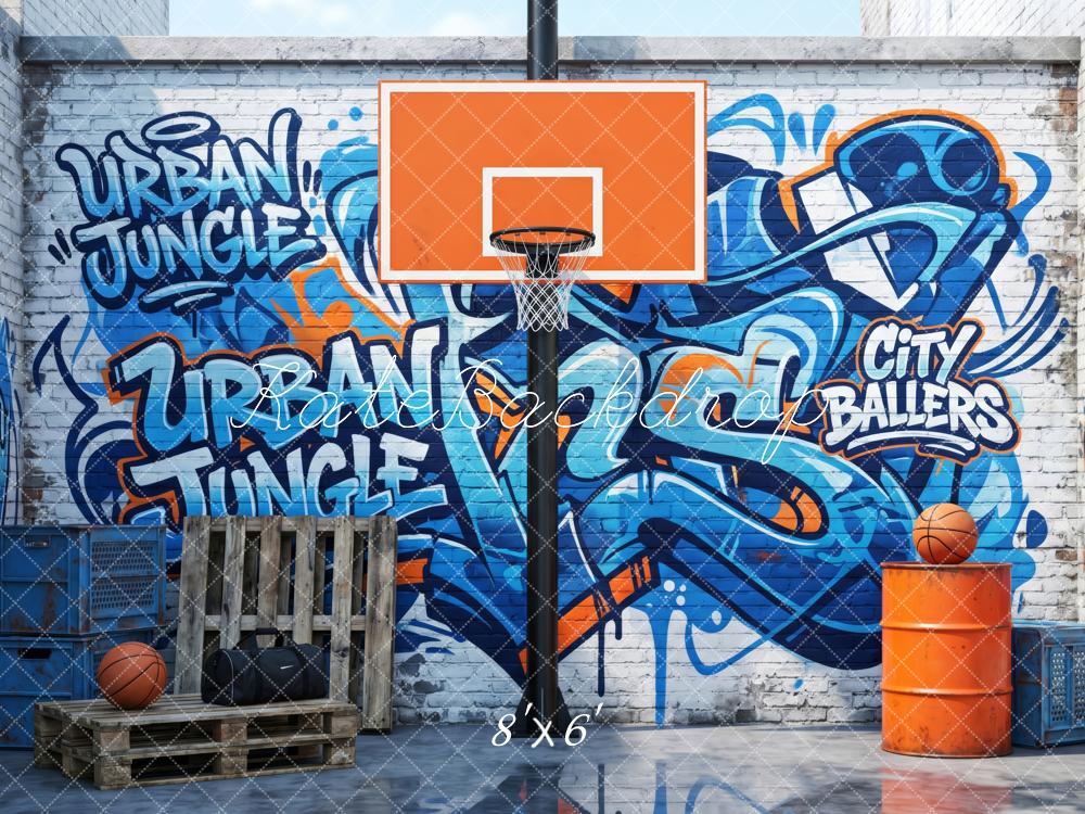 Kate Basketball Hoop Urban Graffiti Wall Backdrop Designed by Patty Robert - Image 3