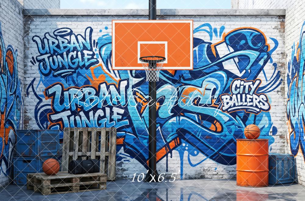 Kate Basketball Hoop Urban Graffiti Wall Backdrop Designed by Patty Robert - Image 4