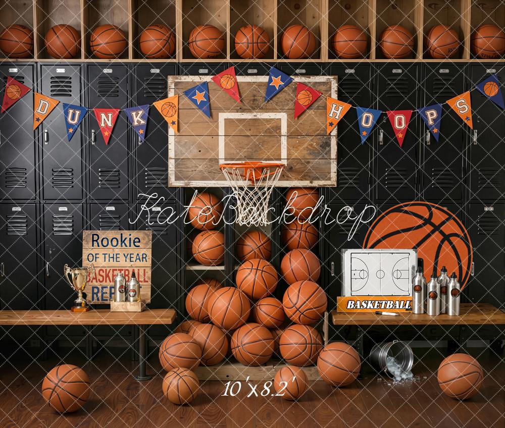 Kate Basketball Locker Hoop Locker Room Fleece Backdrop Designed by Emstselch - Image 3