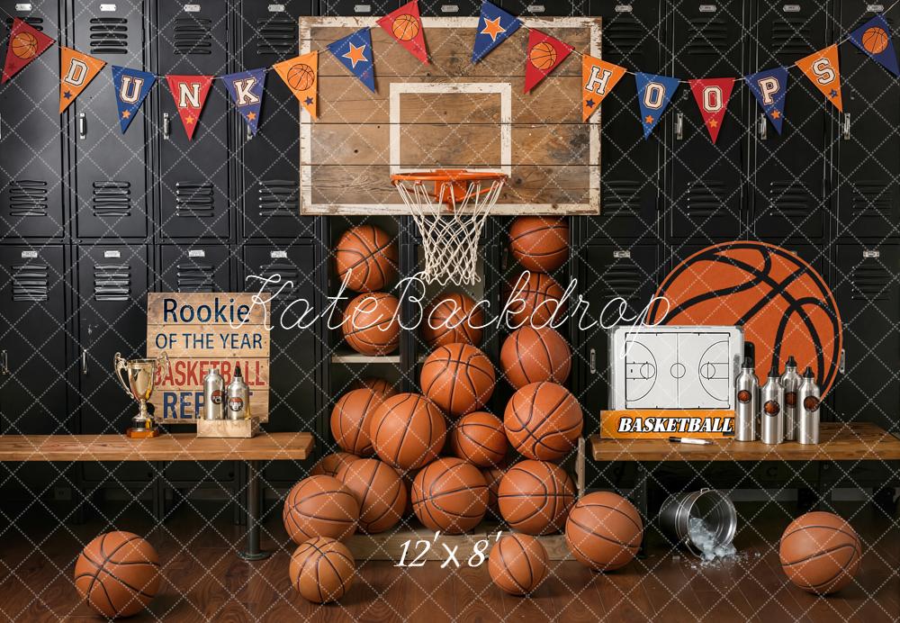 Kate Basketball Locker Hoop Locker Room Fleece Backdrop Designed by Emstselch - Image 4