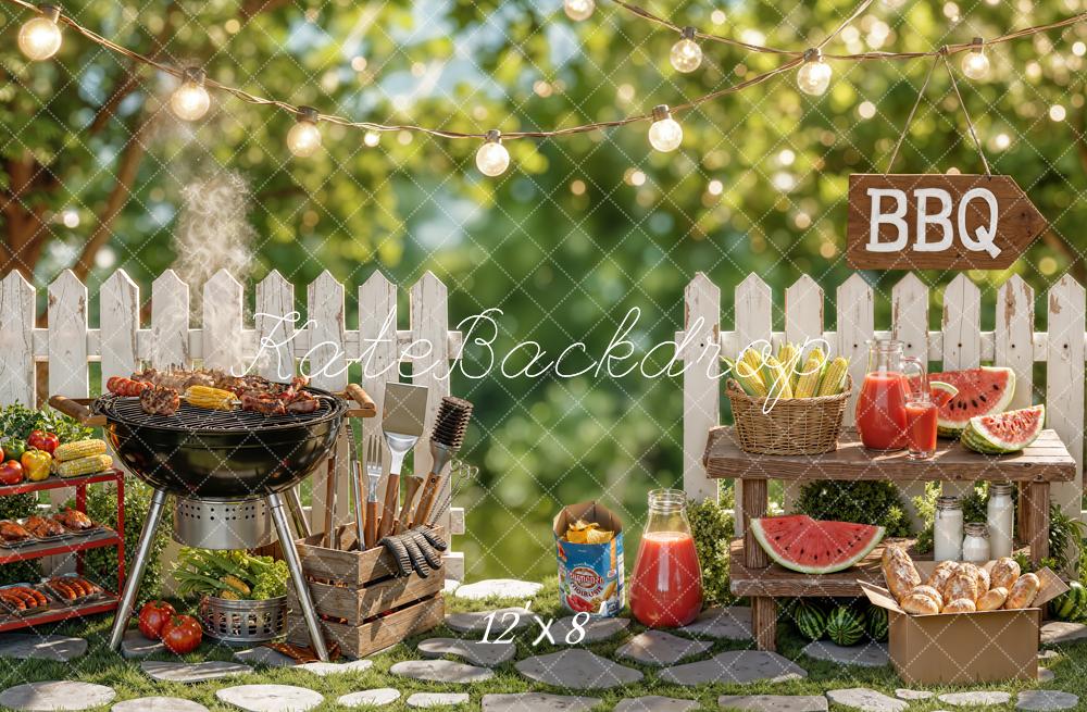 Kate BBQ White Picket Fence Garden Fleece Backdrop Designed by Chain Photography - Image 4