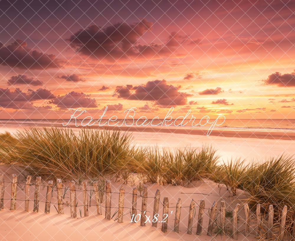Kate Beach Dunes Fence Sunset Backdrop Designed by Emetselch - Image 6