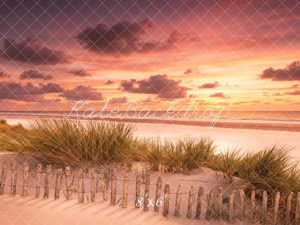Kate Beach Dunes Sunset Clouds Fleece Backdrop Designed by Emetselch