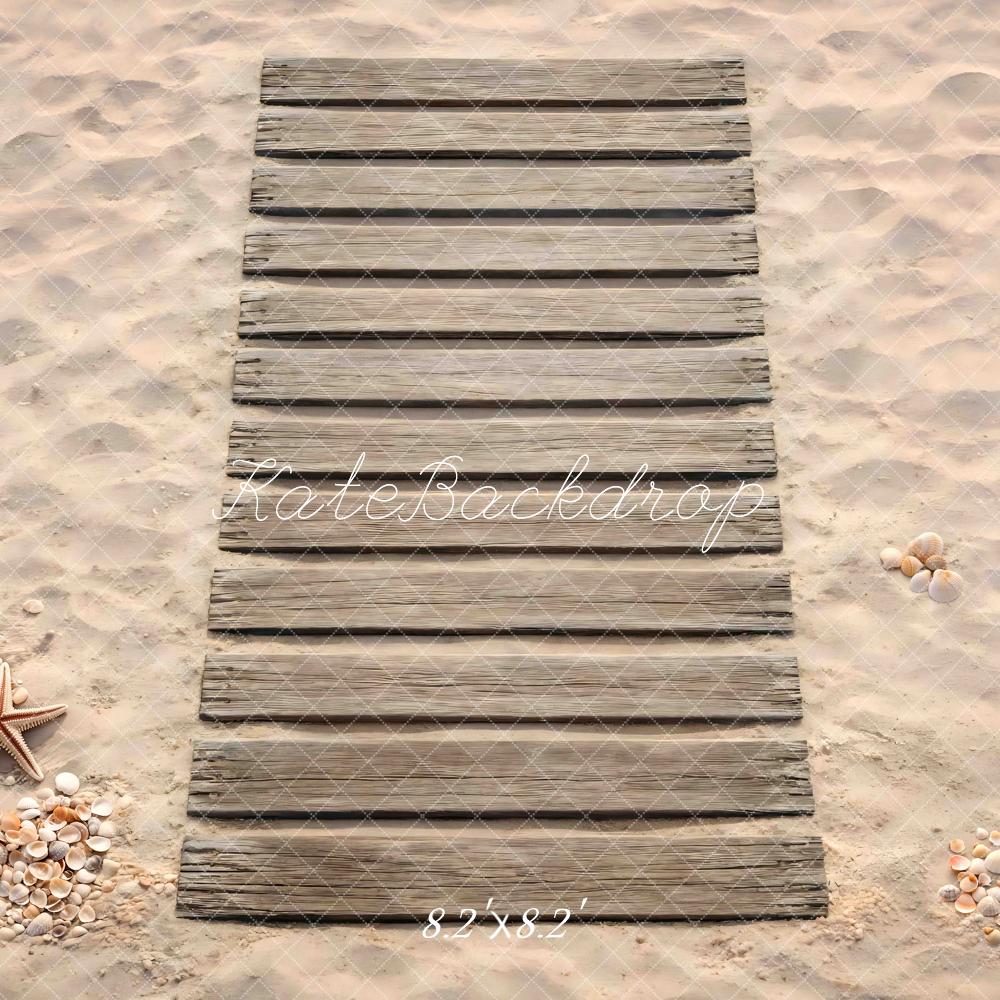 Kate Beach Wooden Planks Sand Shells Backdrop Designed by Mini MakeBelieve - Image 5